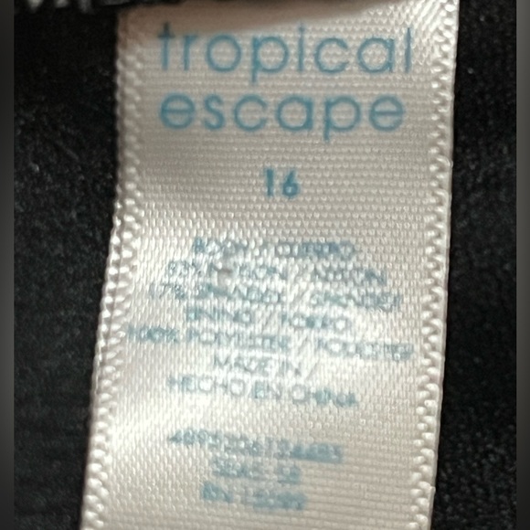 Tropical Escape One Piece Roushed Skirted Swim Suit 16 - Picture 2 of 4